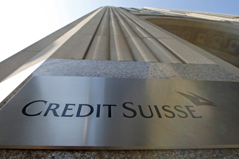 © Reuters. FILE PHOTO -  A Credit Suisse sign is seen on the exterior of their Americas headquarters in the Manhattan borough of New York City