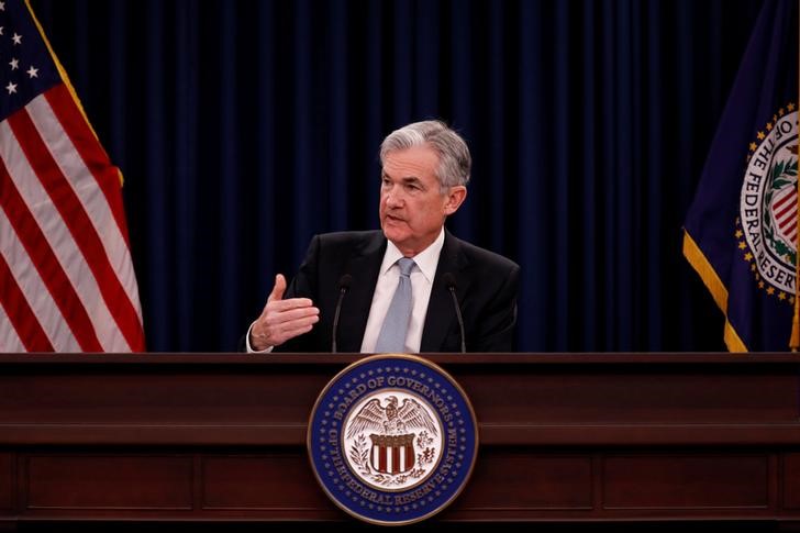© Reuters. O chair do Federal Reserve, Jerome Powell, durante coletiva de imprensa em Washington, nos EUA