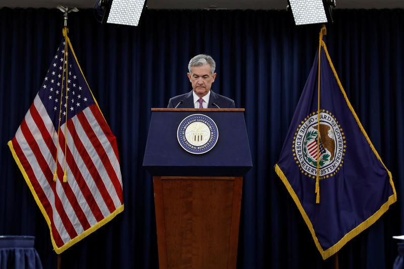 © Reuters. Federal Reserve Board Chairman Jerome Powell holds a news conference in Washington