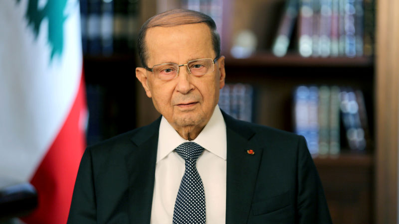 © Reuters. FILE PHOTO: Lebanese President Michel Aoun is seen in Baabda