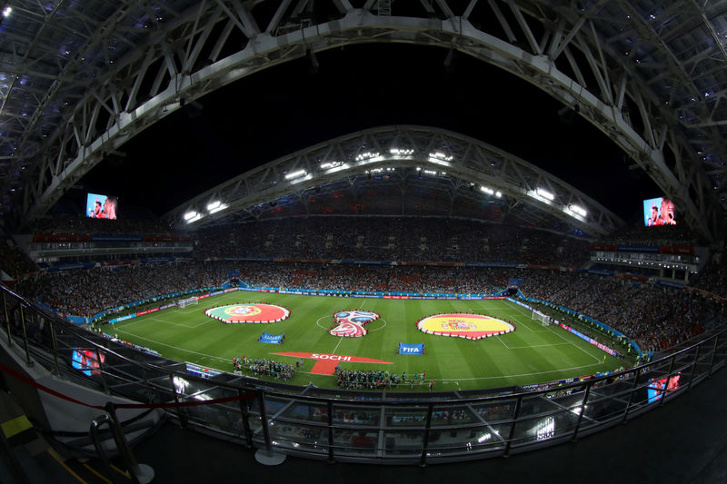 © Reuters. Vista general del estadio Fisht, Sochi, Rusia