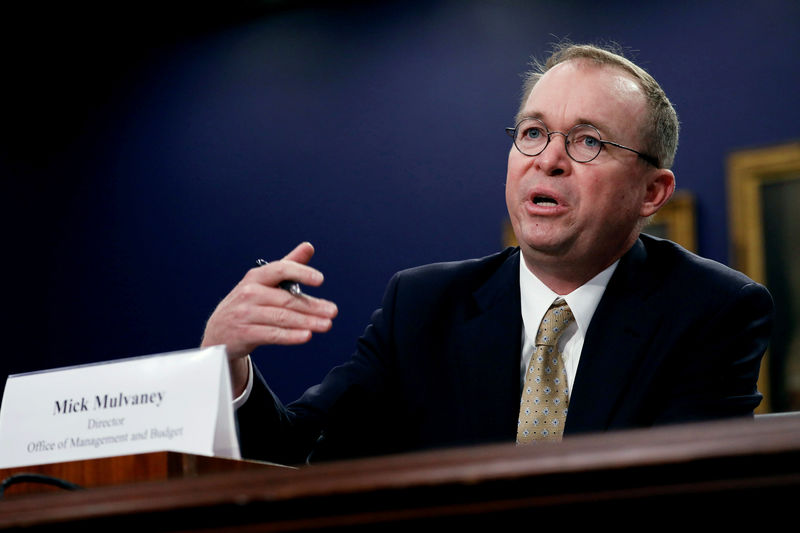 © Reuters. FILE PHOTO:    Office of Management and Budget Director Mick Mulvaney testifies before the House Appropriations Subcommittee on Financial Services and General Government on Capitol Hill in Washington