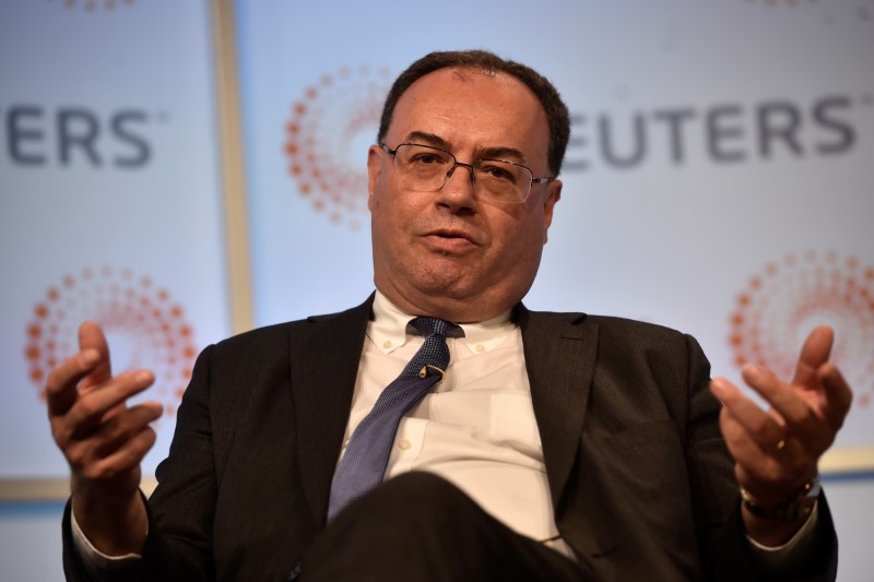 © Reuters. FILE PHOTO:  Andrew Bailey, Chief Executive Officer of the Financial Conduct Authority, speaks during a "Reuters Newsmaker" interview at the Reuters offices in London