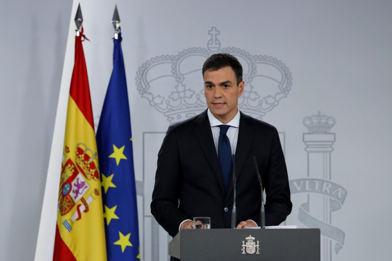 © Reuters. Premiê Pedro Sánchez anuncia gabinete em Madri