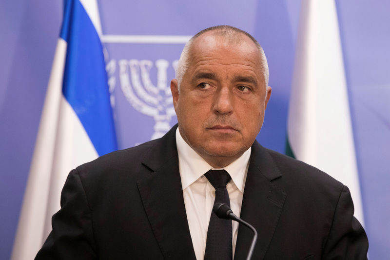 © Reuters. Bulgarian Prime Minister Boyko Borissov is seen during a meeting with Israeli Prime Minister Benjamin Netanyahu at the prime minister's office in Jerusalem