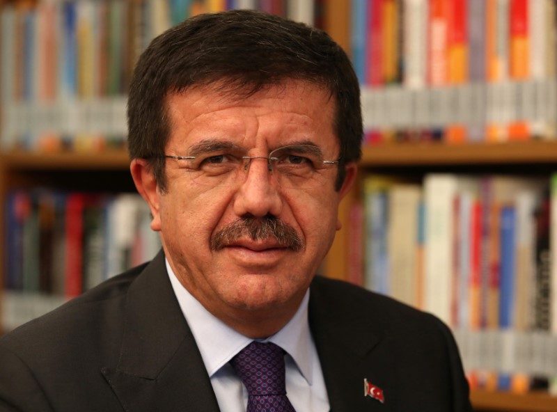 © Reuters. Turkey's Economy Minister Nihat Zeybekci poses for a photo before an interview with Reuters in Ankara