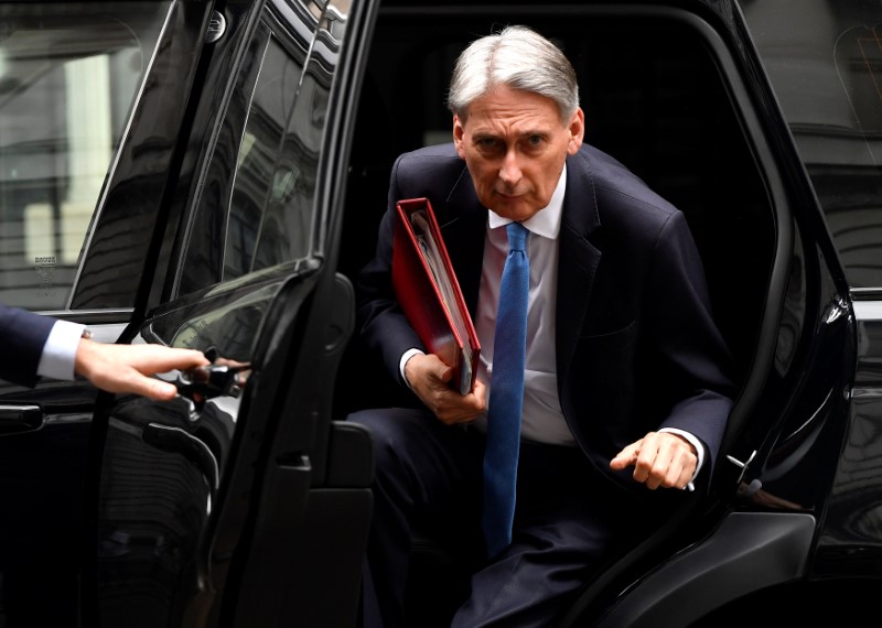 © Reuters. Britain's Chancellor of the Exchequer Philip Hammond arrives back in Downing Street in London