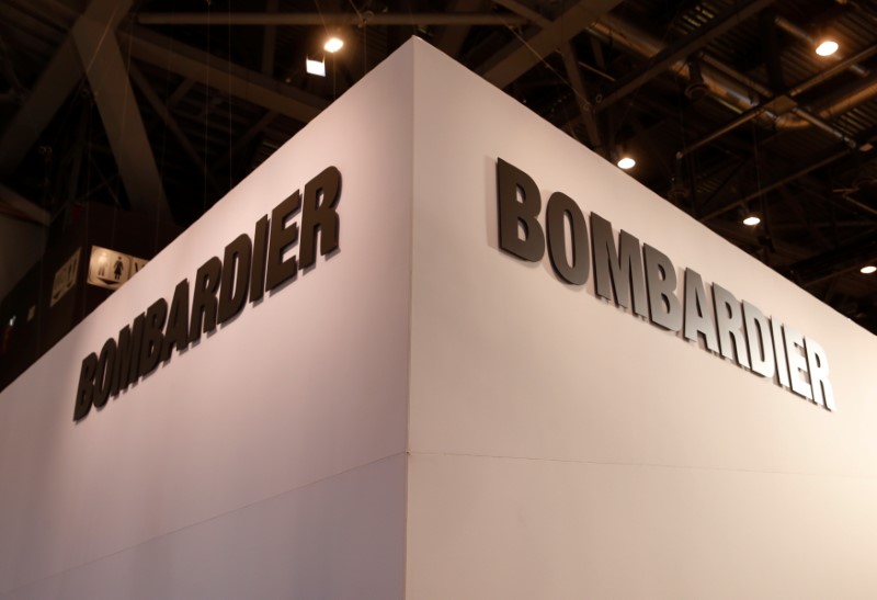 © Reuters. A Bombardier logo is pictured during EBACE in Geneva
