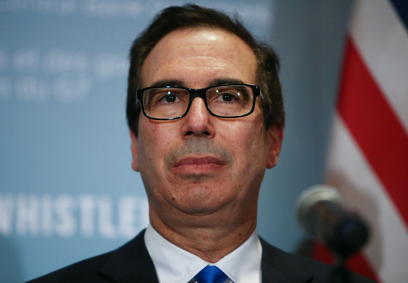 © Reuters. United States Secretary of the Treasury Steven Mnuchin holds a news conference after the G7 Finance Ministers Summit in Whistler
