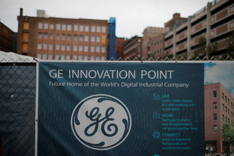 © Reuters. A sign marks the site of construction for General Electric Company's new worldwide headquarters in Boston