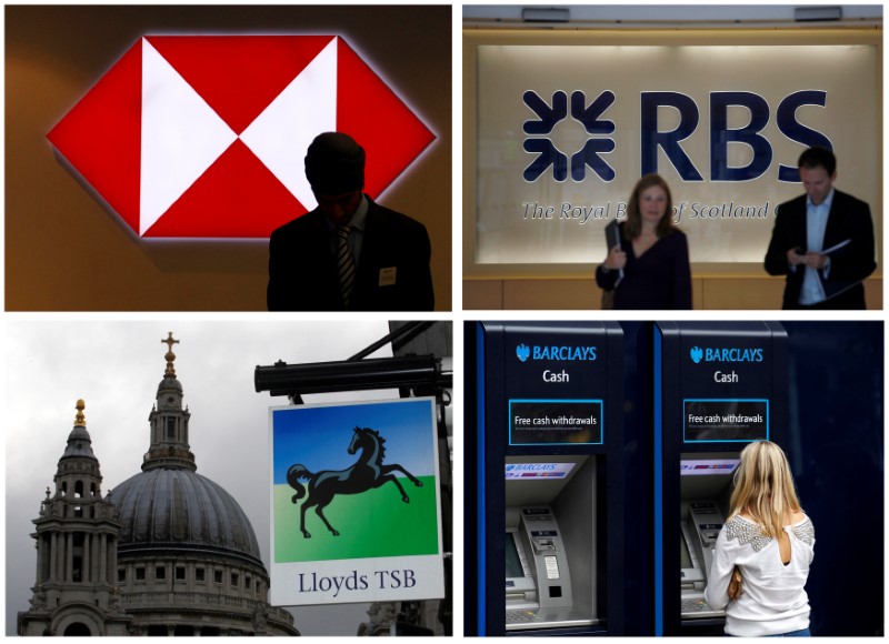 © Reuters. FILE PHOTO: A combination of four photographs shows bank premises in central London