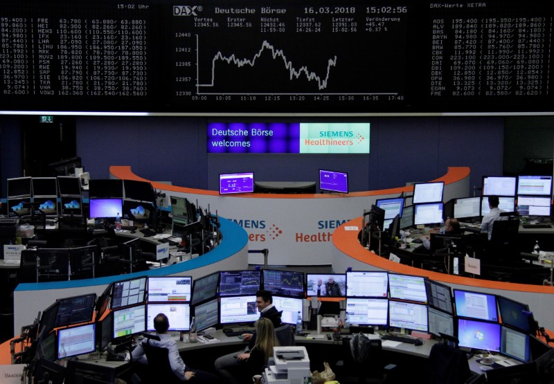 © Reuters. The German share price index, DAX board, is seen at the stock exchange in Frankfurt