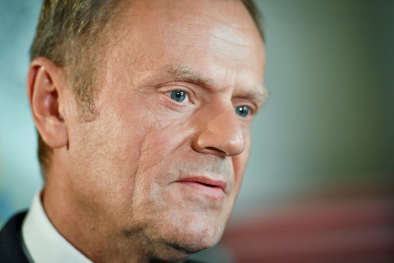 © Reuters. FILE PHOTO: European Union Council President Donald Tusk visits Sweden