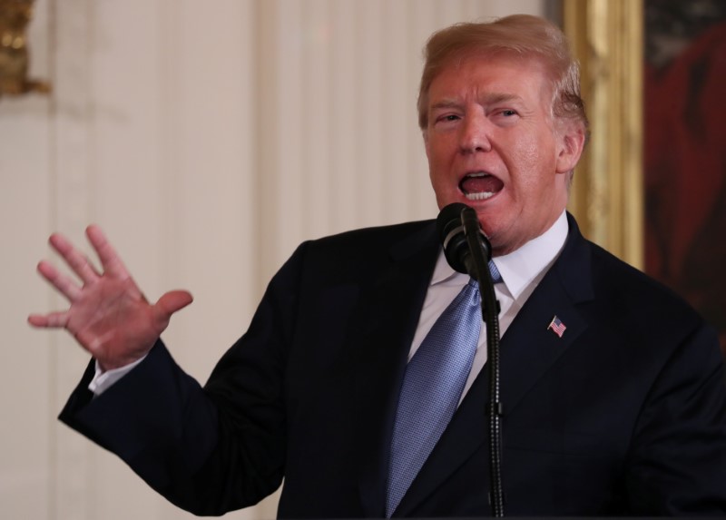 © Reuters. O presidente dos Estados Unidos, Donald Trump, fala durante evento em Washington