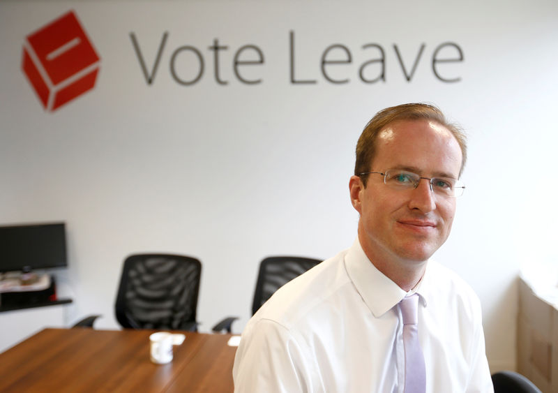 © Reuters. FILE PHOTO: Former Head of Vote Leave, Matthew Elliott, poses for a photograph at the Vote Leave campaign headquarters in London