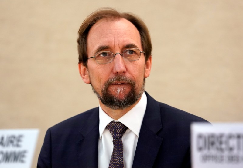 © Reuters. Alto comissário da ONU para os Direitos Humanos, Zeid Ra'ad al-Hussein, durante reunião em Genebra