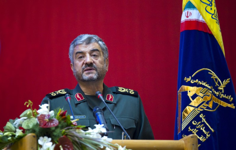 © Reuters. Comandante da Guarda Revolucionária do Irã, Mohammad Ali Jafari, durante conferência em Teerã