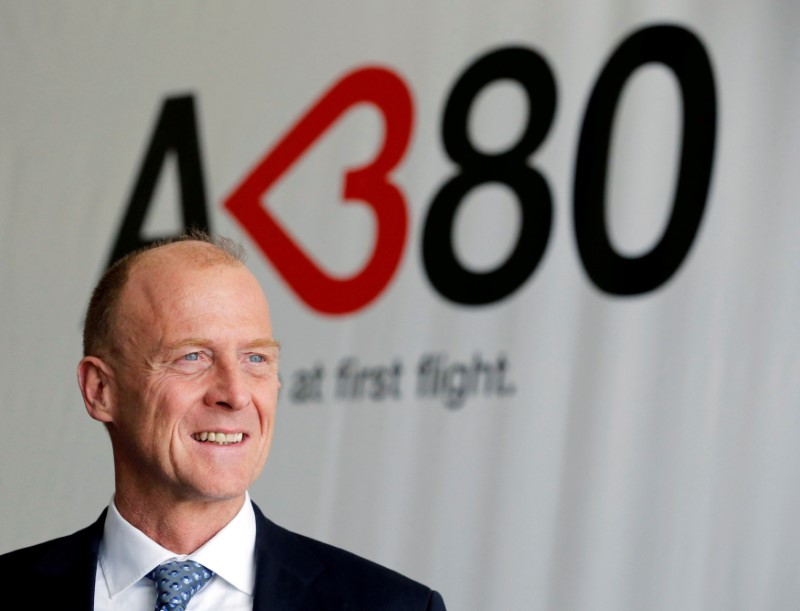 © Reuters. FILE PHOTO:    Airbus Chief Executive Tom Enders waits to visit final assembly line at Airbus headquarters in Blagnac near Toulouse