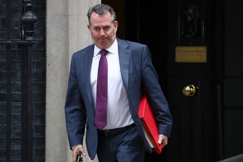 © Reuters. Britain's Secretary of State for International Trade Liam Fox leaves Downing Street after this morning's cabinet meeting in Westminster, London