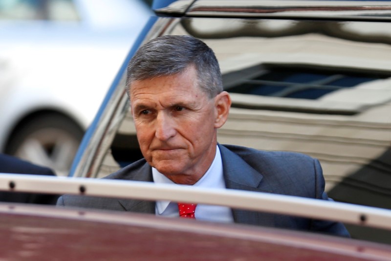 © Reuters. Former National Security Adviser Flynn arrives for status hearing at U.S. District Court in Washington
