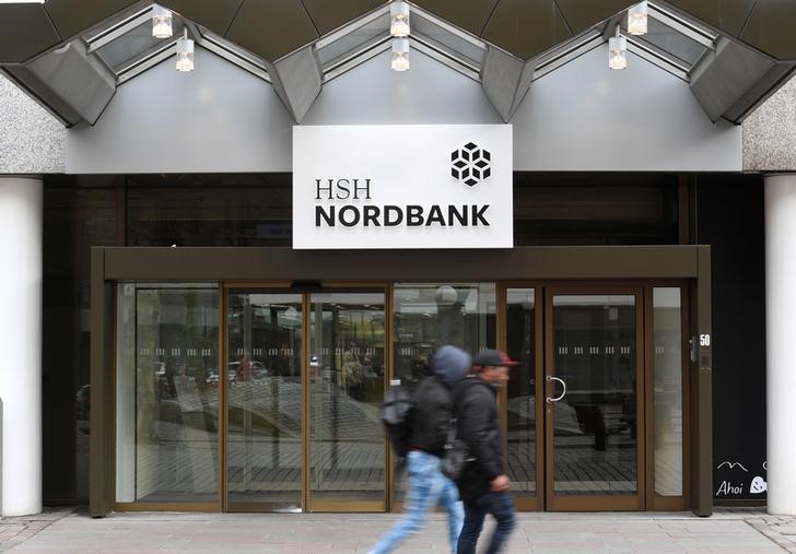 © Reuters. The office of HSH Nordbank is seen in Hamburg