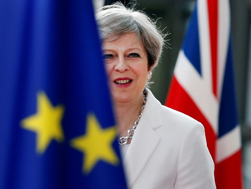 © Reuters. FILE PHOTO: British Prime Minister Theresa May arrives at the EU summit in Brussels