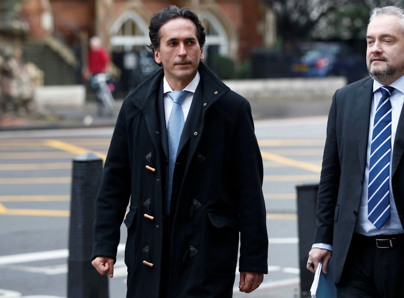 © Reuters. FILE PHOTO: Banker, Philippe Moryoussef leaves Westminster Magistrates court in London