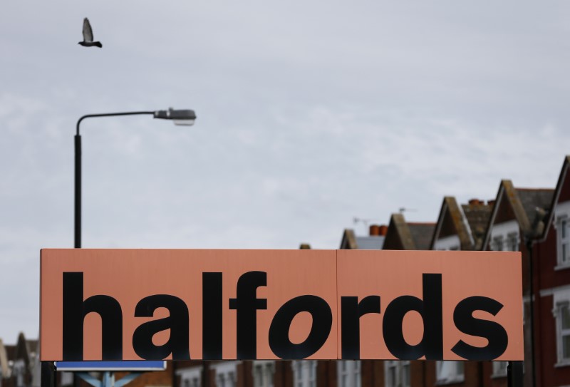 © Reuters. A Halfords sign is seen outside a store in London