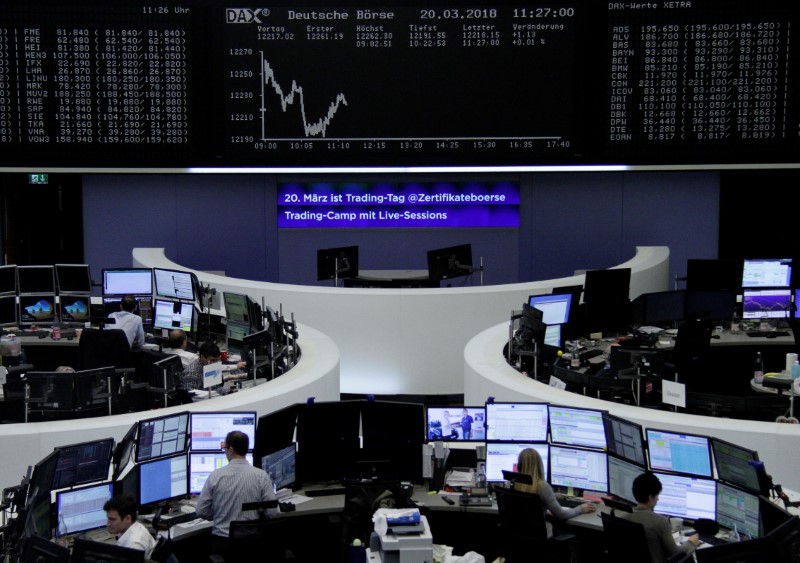 © Reuters. The German share price index, DAX board, is seen at the stock exchange in Frankfurt