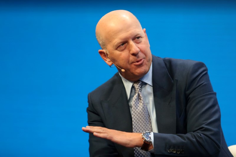 © Reuters. FILE PHOTO: David M. Solomon, President and Co-Chief Operating Officer of Goldman Sachs, speaks during the Milken Institute Global Conference in Beverly Hills