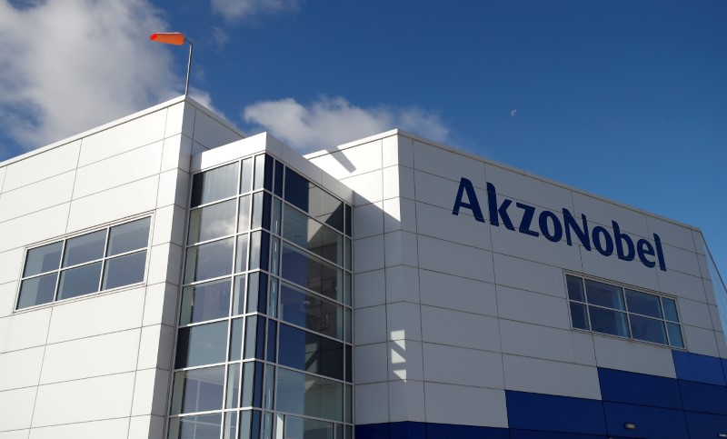 © Reuters. FILE PHOTO: General view of the outside of AkzoNobel's new paint factory in Ashington, Britain