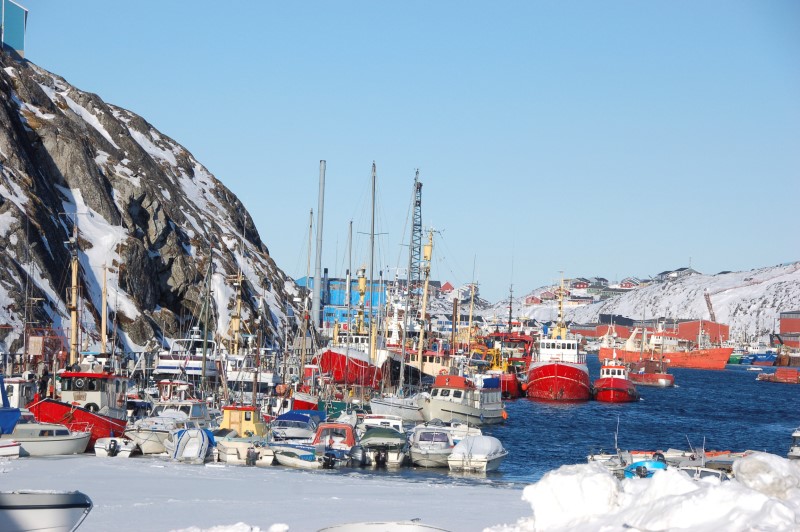 © Reuters. FILE PHOTO: A general view of the port in Nuuk