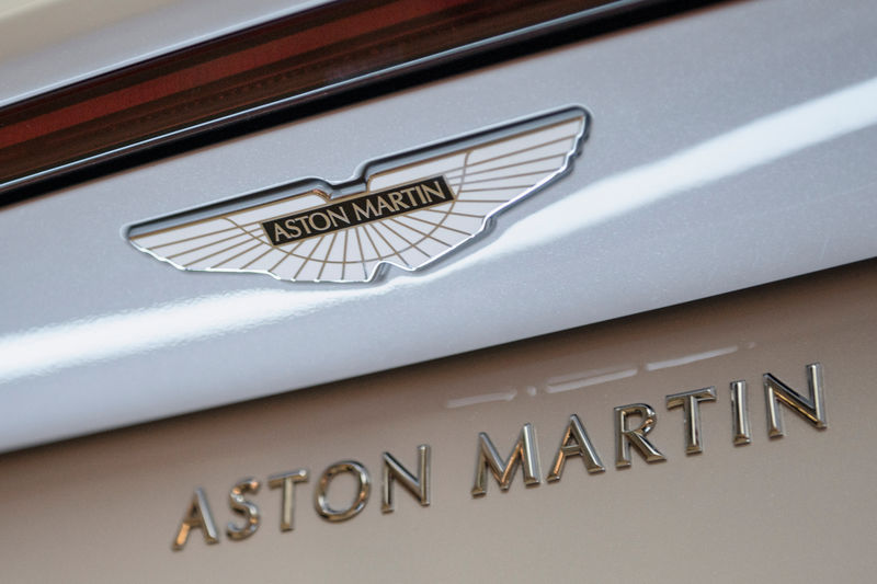 © Reuters. The Aston Martin badge is seen on the 2018 Aston Martin Vantage during a media tour of the Fullerton Concours d'Elegance in Singapore