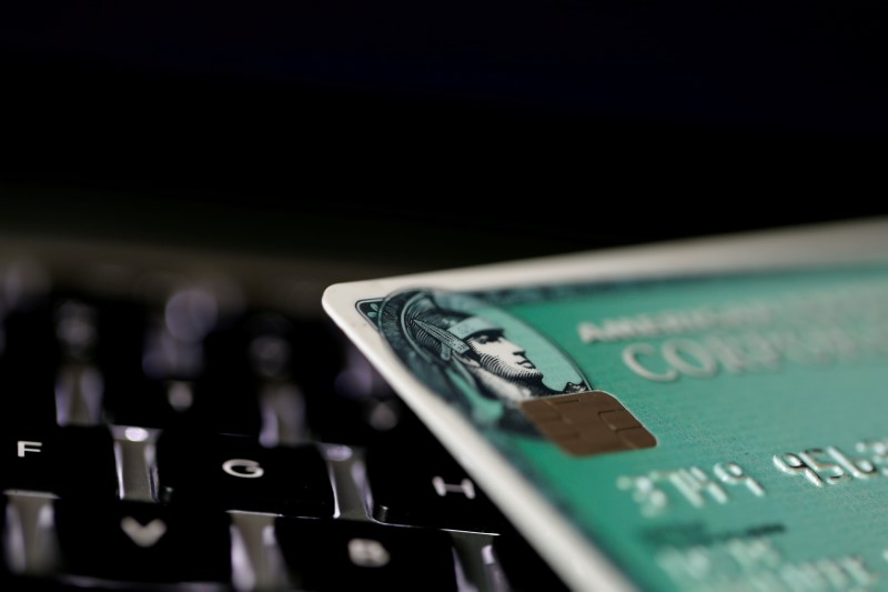 © Reuters. FILE PHOTO: An American Express credit card is seen on a computer keyboard in this picture illustration