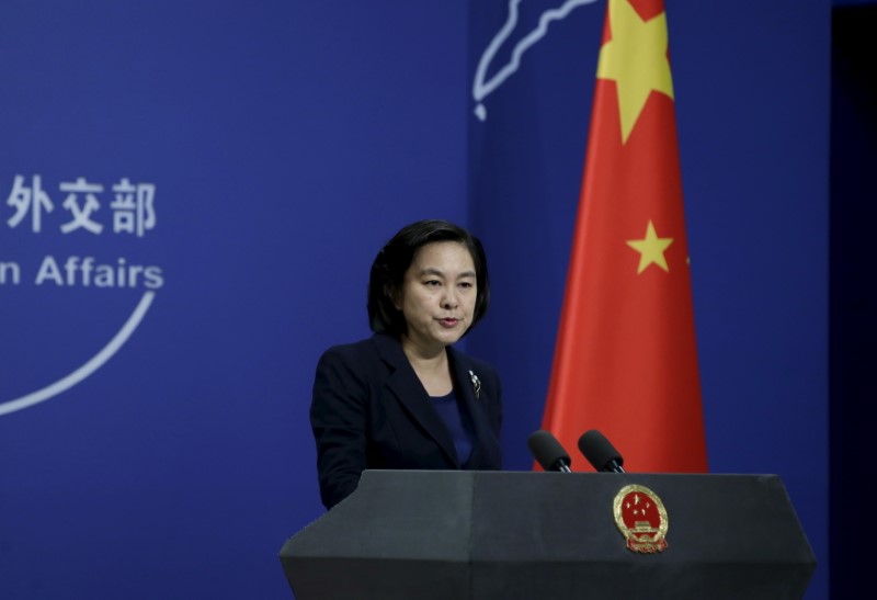 © Reuters. Porta-voz do Ministério das Relações Exteriores da China, Hua Chunying, durante coletiva de imprensa em Pequim