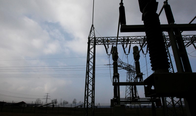 © Reuters. FILE PHOTO: Part of transformer substation hosted by 50Hertz Transmission Company is pictured  in Neuenhagen