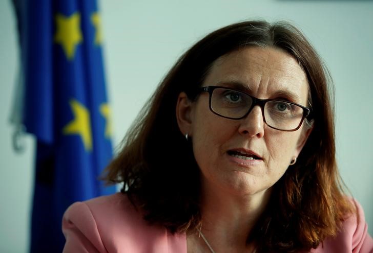 © Reuters. Comissária de Comércio da União Europeia,  Cecilia Malmstrom, durante entrevista com a Reuters em Genebra, na Suíça