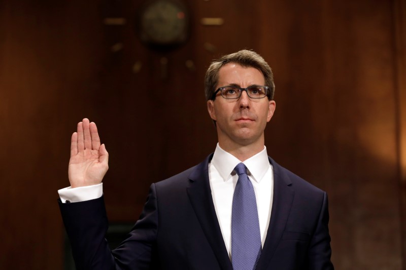 © Reuters. Ryan Bounds is sworn in before a Senate Judiciary Committee hearing, on Capitol Hill in Washington
