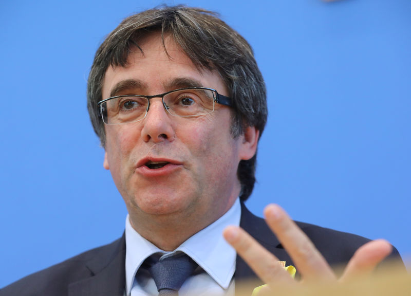 © Reuters. Former Catalan leader Puigdemont attends a news conference in Berlin