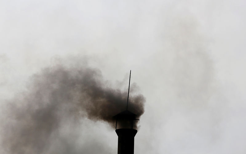 © Reuters. Chaminé de fábrica de papel exala fumaça