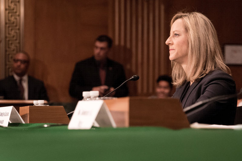 © Reuters. FILE PHOTO: Kathleen Laura Kraninger testifies before a Senate Banking Committee hearing on nomination to be director of the Consumer Financial Protection Bureau on Capitol Hill in Washington