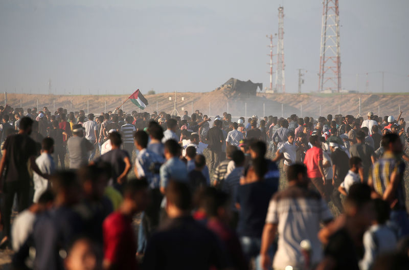 © Reuters. Protesto de palestinos em Gaza