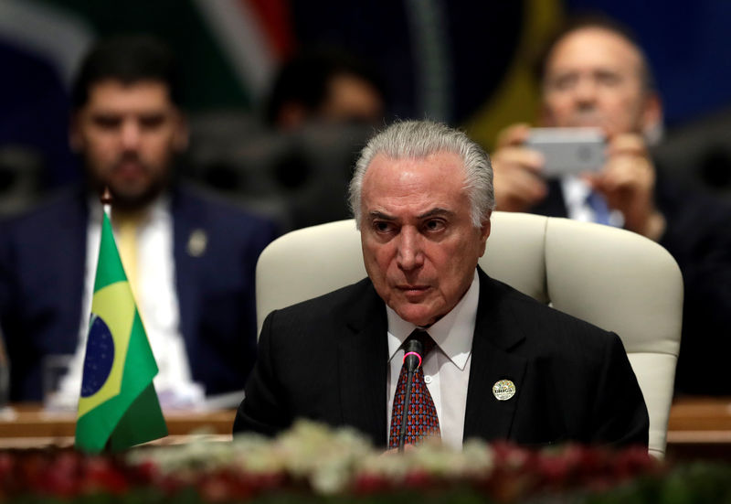 © Reuters. Presidente Michel Temer durante cúpula dos Brics em Joahanesburgo