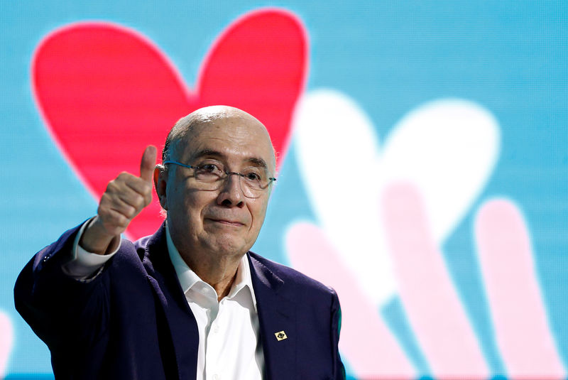 © Reuters. Candidato do MDB à Presidência, Henrique Meirelles, durante convenção do partido em Brasília