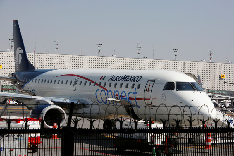 © Reuters. FILE PHOTO: Aeroplane of Aeromexico Connect is pictured at the airstrip at Benito Juarez international airport in Mexico City