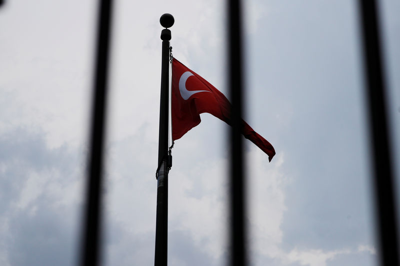 © Reuters. The Turkish flag flies at the Embassy of Turkey in Washington