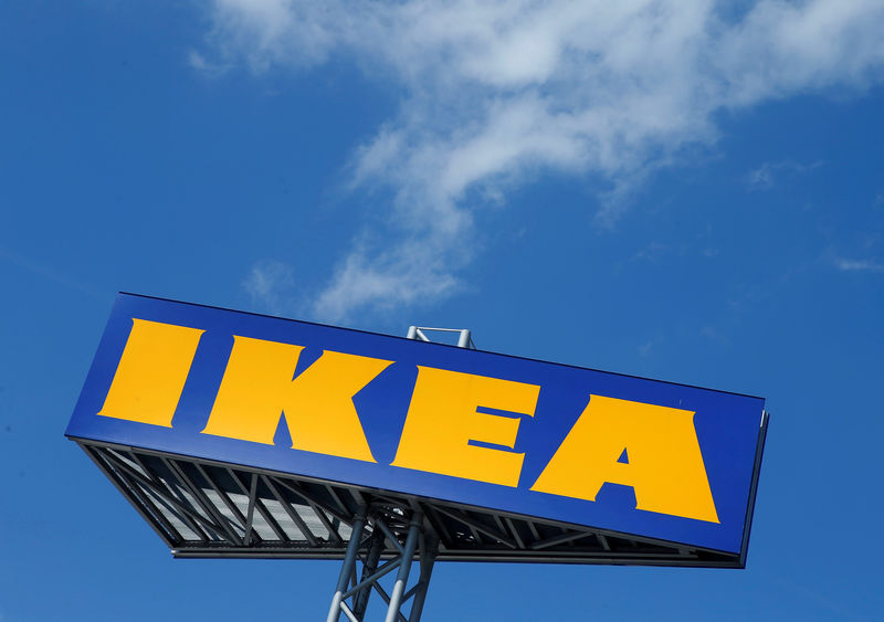 © Reuters. FILE PHOTO: The logo of IKEA is seen above a store in Voesendorf