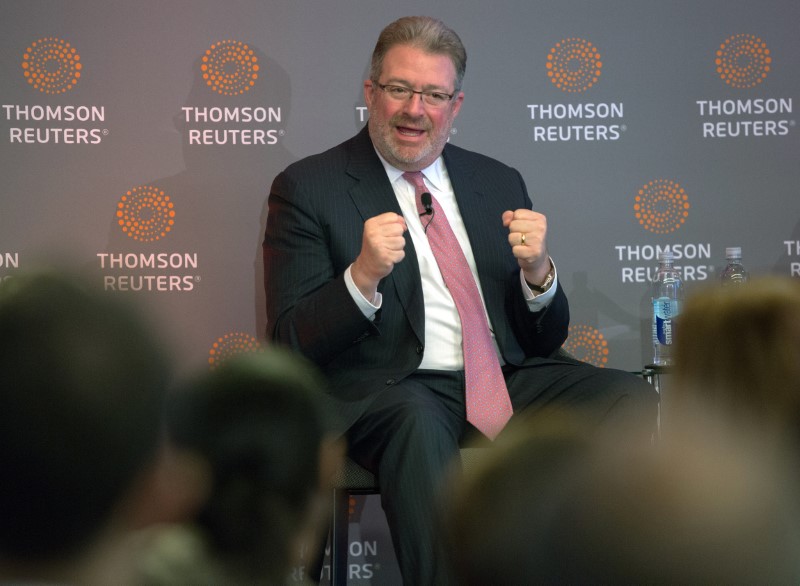 © Reuters. Presidente-executivo da Thomson Reuters, Jim Smith, fala sobre acordo com a Blackstone
