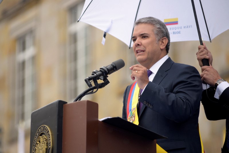 © Reuters. Novo presidente da Colômbia, Iván Duque, em Bogotá