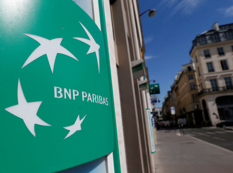 © Reuters. A BNP Paribas logo is seen outside a bank office in Paris